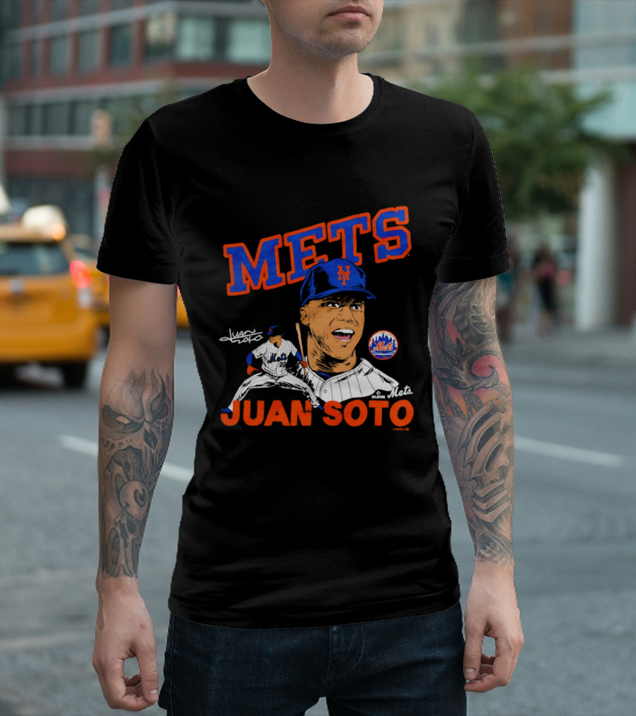 Mets Juan Soto Caricature Tri Blend T-Shirt