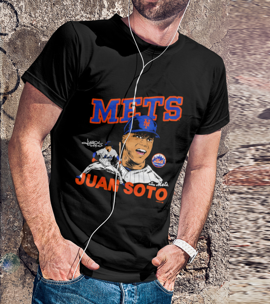Mets Juan Soto Caricature Tri Blend T-Shirt