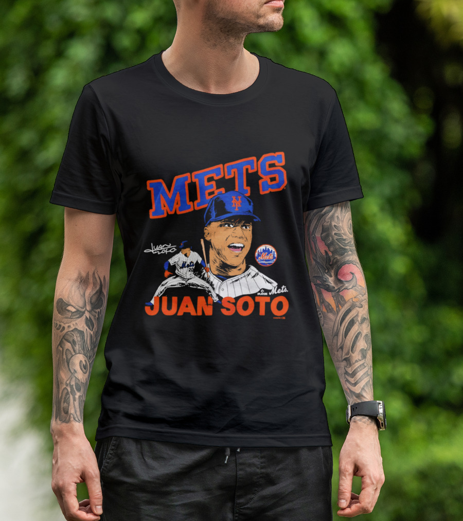 Mets Juan Soto Caricature Tri Blend T-Shirt