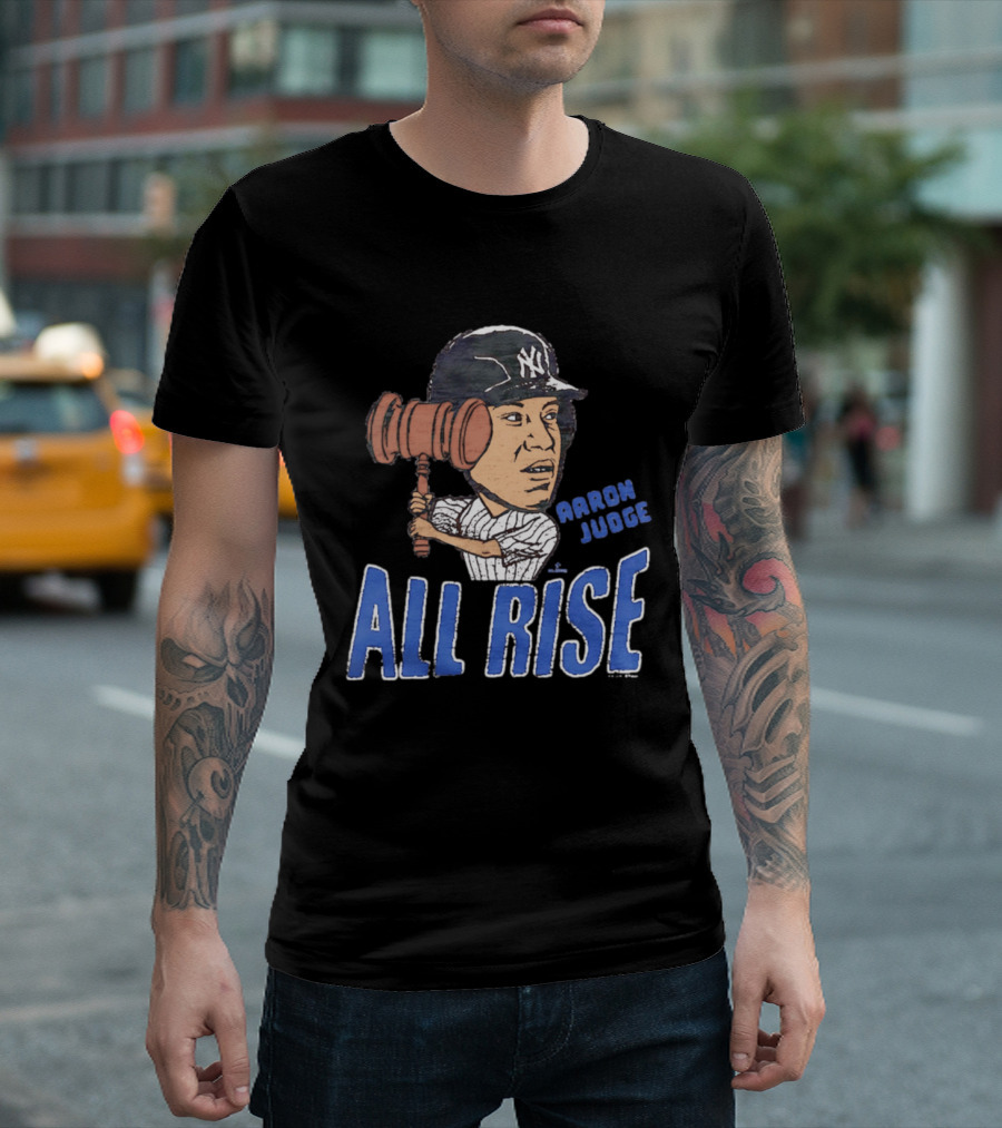New York Yankees Aaron Judge All Rise Caricature Tri Blend T-Shirt