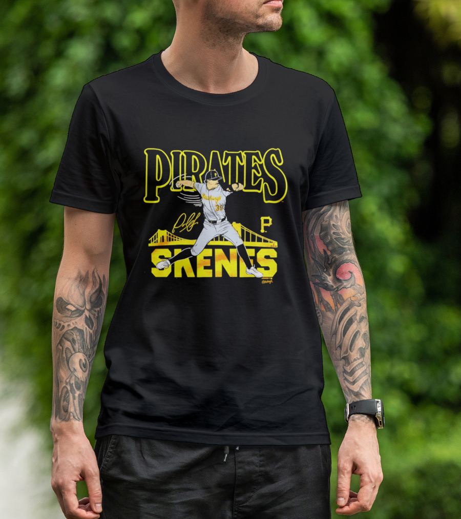 Pittsburgh Pirates Paul Skenes Signature Bridge T-Shirt