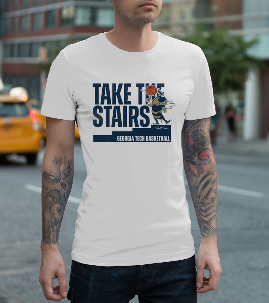 Georgia Tech Basketball Take The Stairs Buzz Basketball T-Shirt