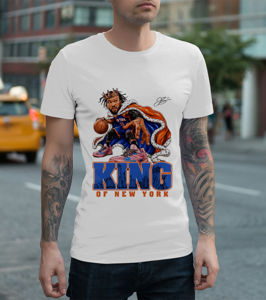 Jalen Brunson King Of New York Knicks Crown Cape T-Shirt