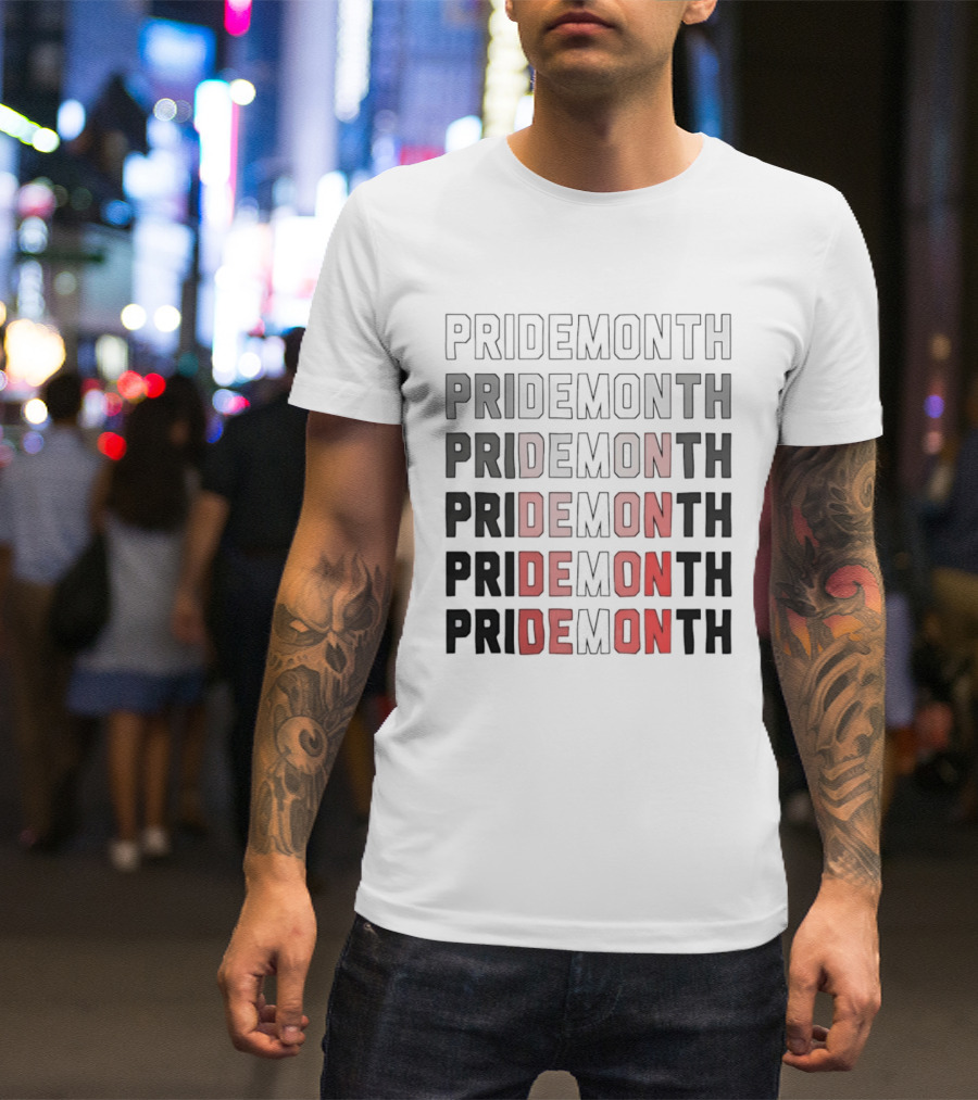 Pride Month Lesbian Flag Gradient Minimalist Rainbow DE Month T-Shirt