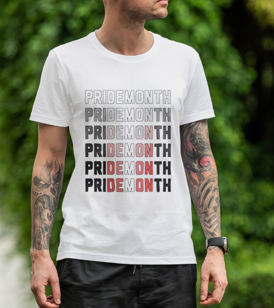 Pride Month Lesbian Flag Gradient Minimalist Rainbow DE Month T-Shirt