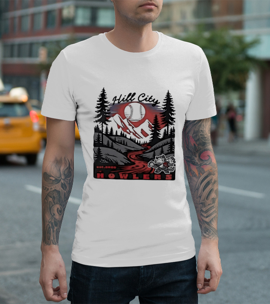 Hill City Howlers Est 2020 Mountain Pine Tree Forest Nature Sports T-Shirt