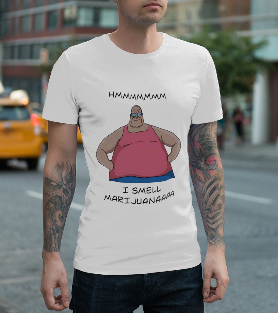 HMMMMMMM I Smell Marijuana Meme Character In Pink T-Shirt