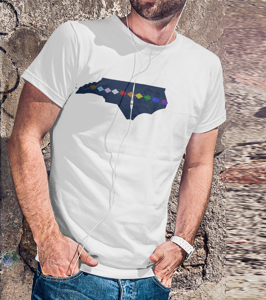 North Carolina Argyle State Map Pattern Inclusivity Message T-Shirt