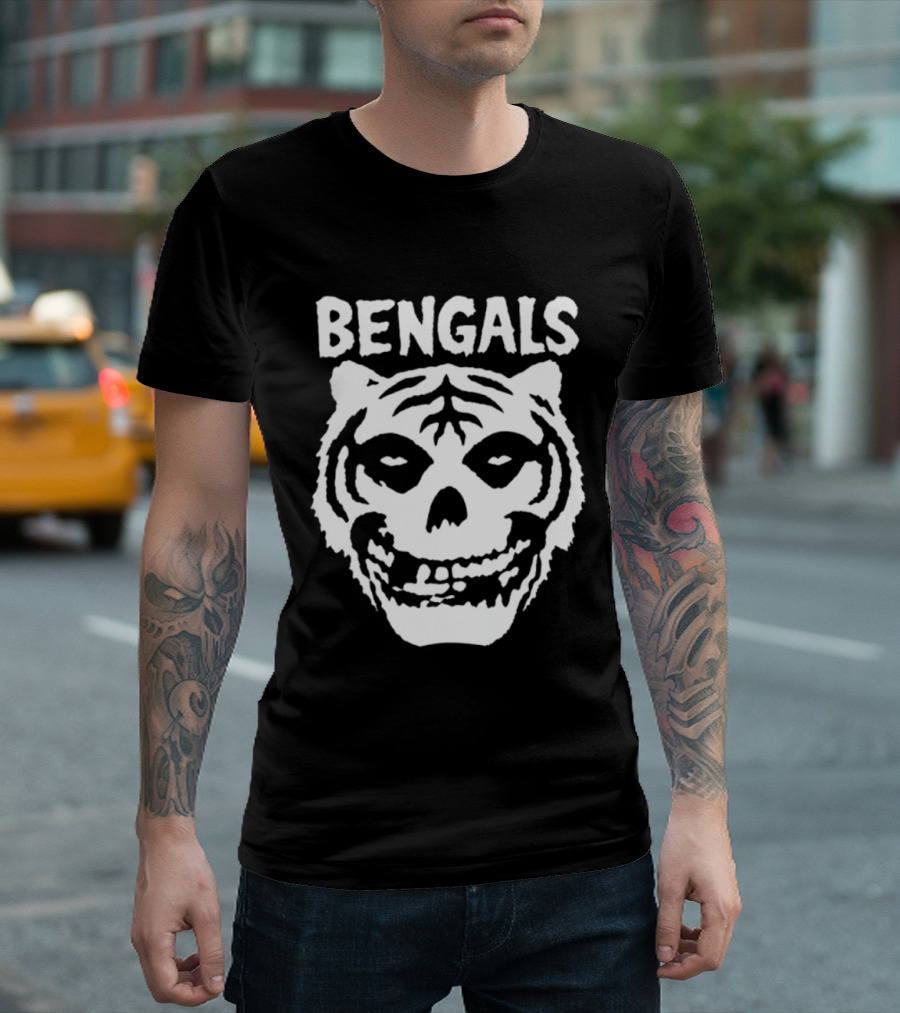 Bengals Skull Tiger Face Fusion T-Shirt