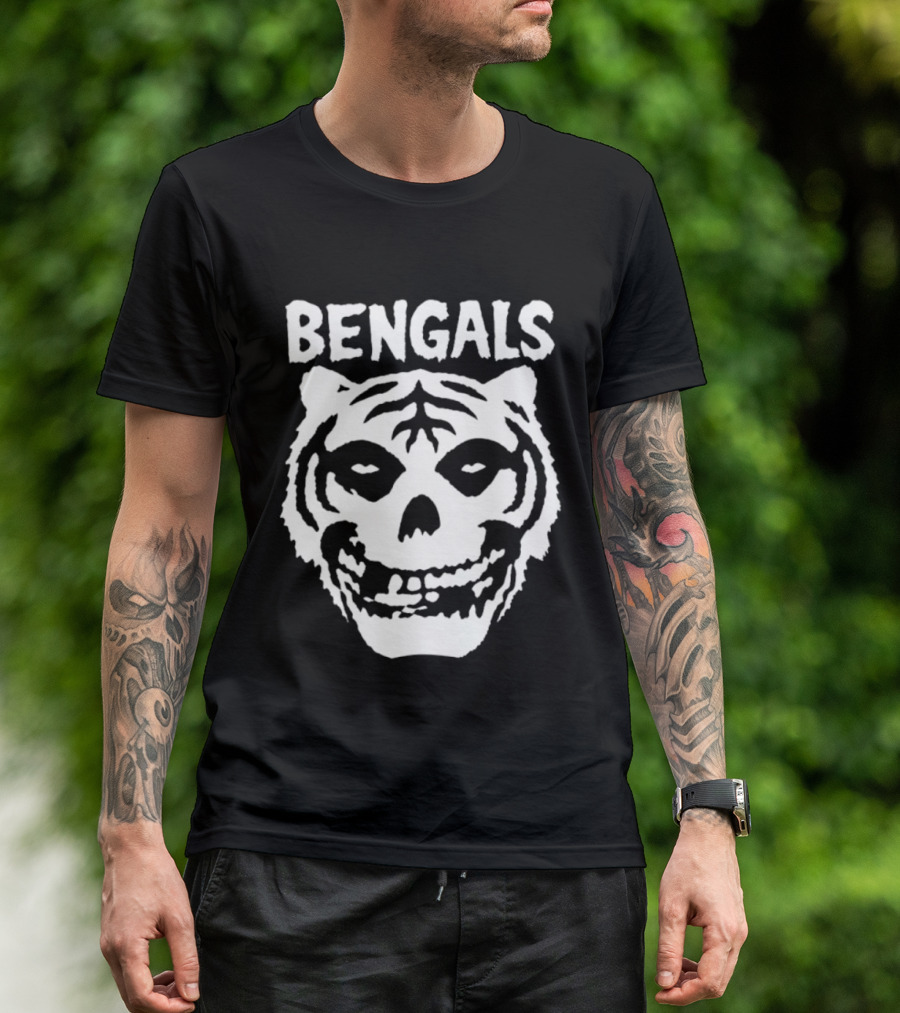 Bengals Skull Tiger Face Fusion T-Shirt