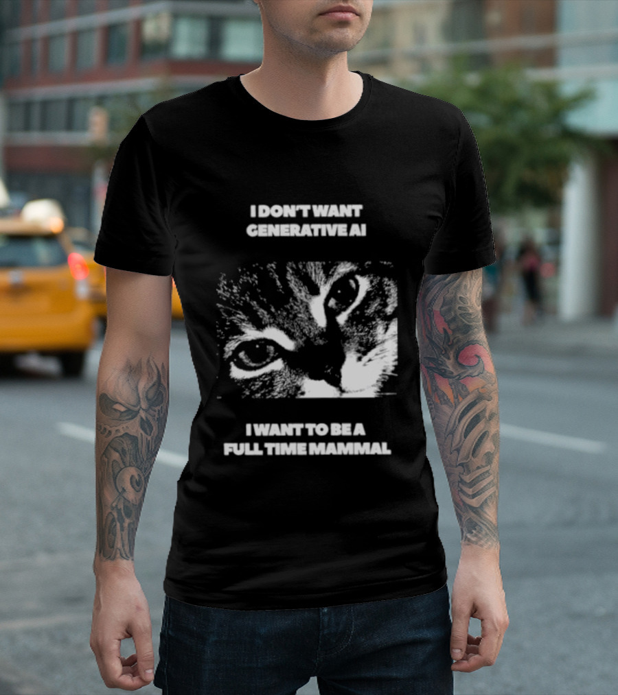I Don't Want Generative AI I Want To Be A Full Time Mammal Cat Eyes T-Shirt