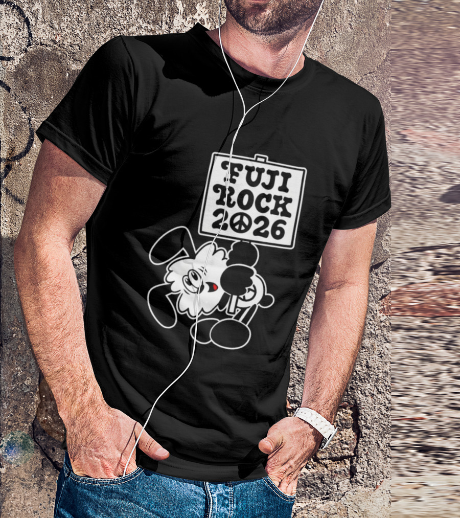 Fuji Rock 2026 Peace Sign Cartoon T-Shirt