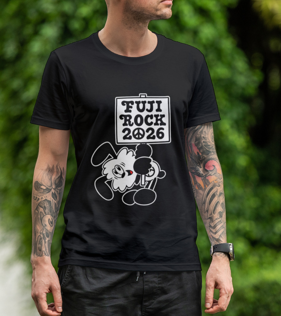 Fuji Rock 2026 Peace Sign Cartoon T-Shirt