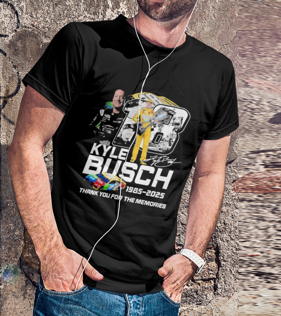 Kyle Busch Racing 1985 2025 Thank You For The Memories 18 Car NASCAR T-Shirt