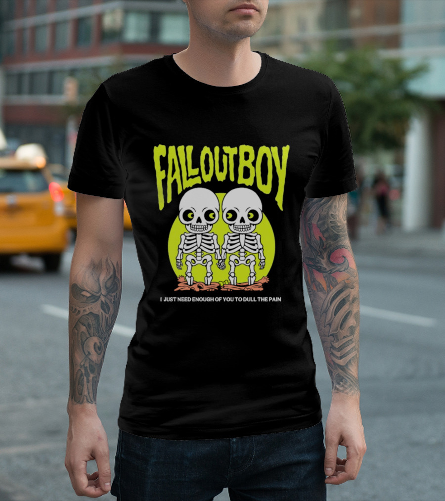 Fall Out Boy Twin Skeleton I Just Need Enough Of You To Dull The Pain T-Shirt