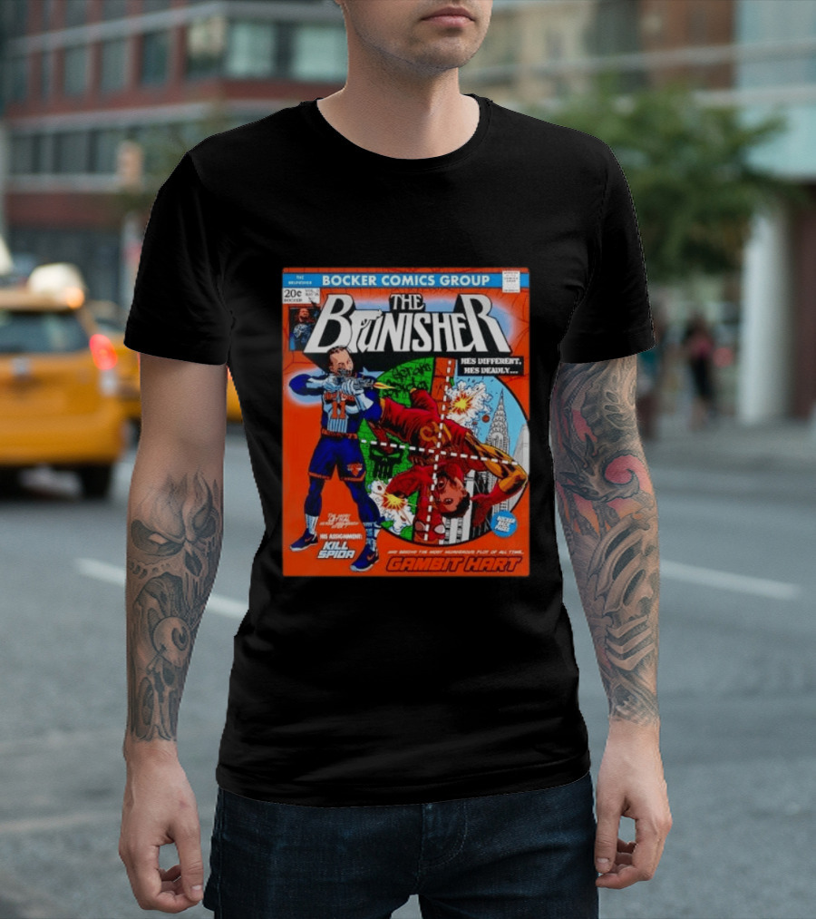 Bocker Comics Group The Brunisher Kill Spida Gambit Hart T-Shirt