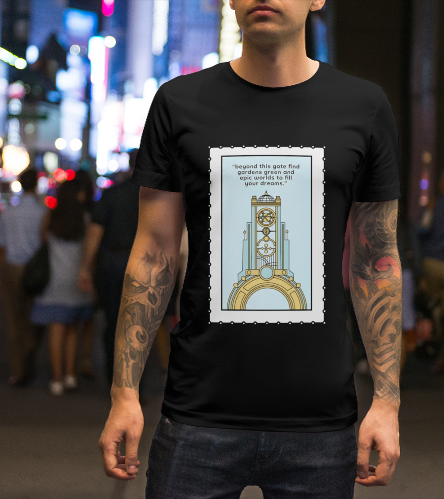 Epic Worlds Gate Tower Dreams Imagination Steampunk Deco Fantasy T-Shirt