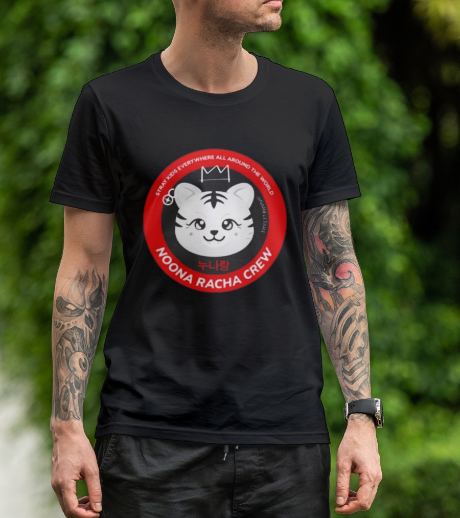 Stray Kids Everywhere All Around The World Noona Racha Crew Tiger Face T-Shirt