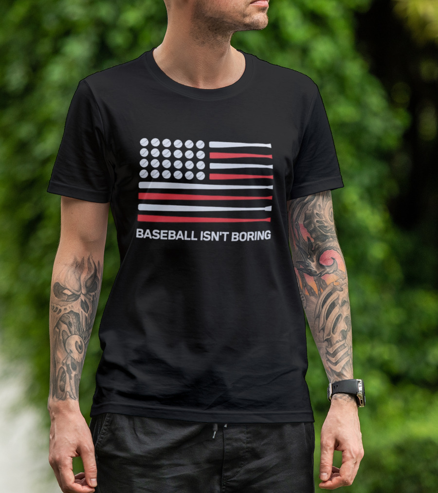 USA Flag Baseball Isn't Boring Bat T-Shirt