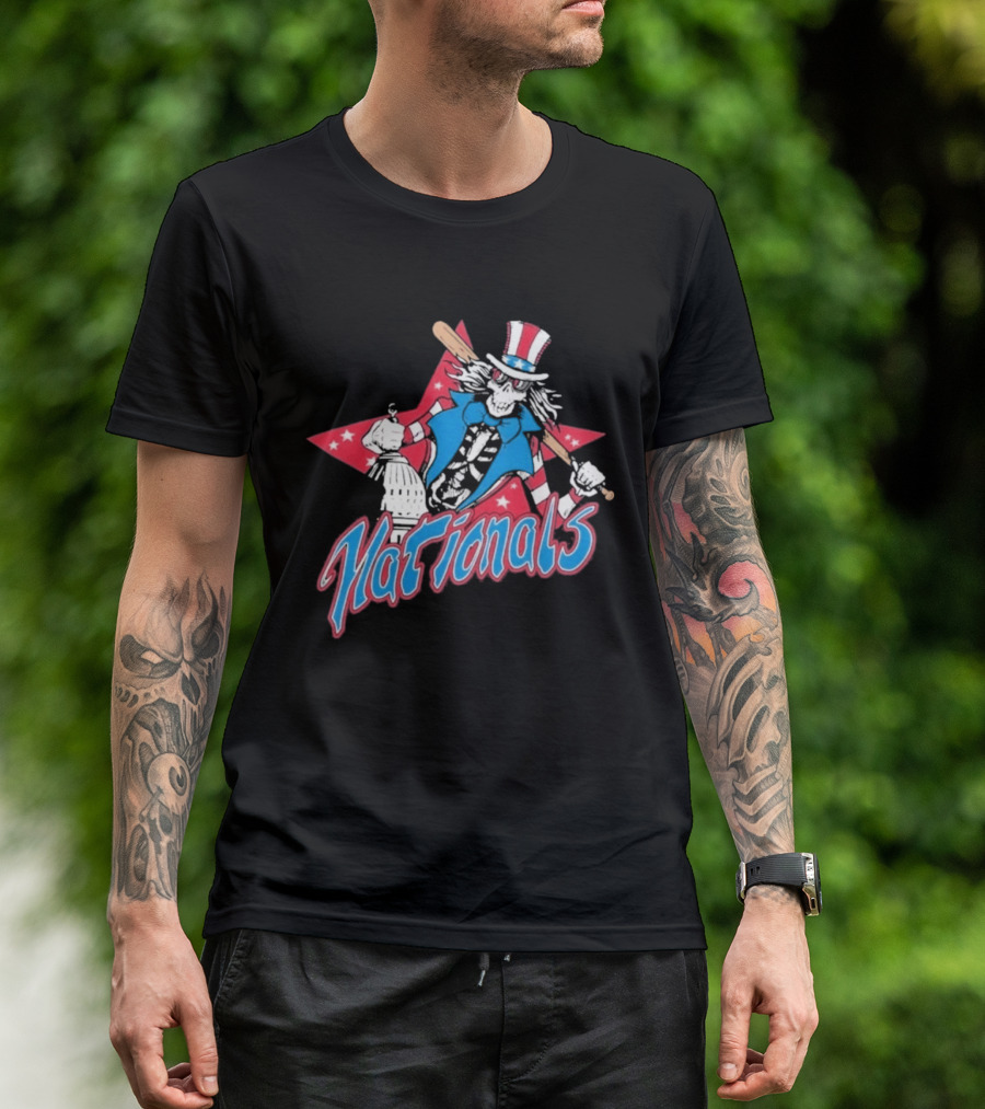 Washington Nationals Grateful Dead Uncle Sam Star Baseball Collaboration T-Shirt