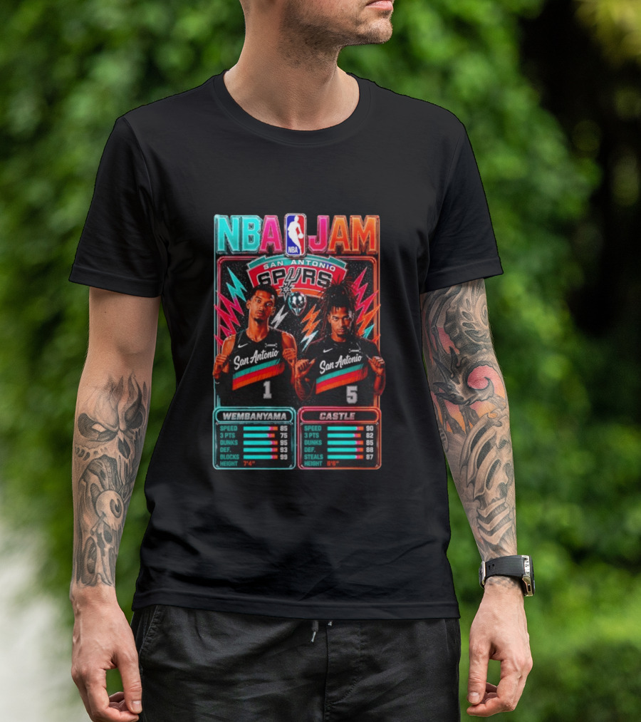 NBA Jam Wembanyama Castle San Antonio Spurs T-Shirt