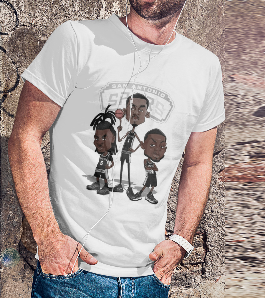 Victor Wembanyama Stephon Castle De'Aaron Fox San Antonio Spurs NBA Caricature T-Shirt
