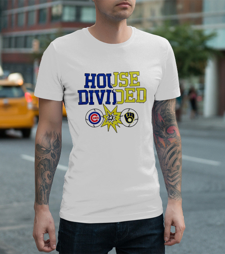 Chicago Cubs Vs Milwaukee Brewers Rivalry House Divided Fan Gear T-Shirt
