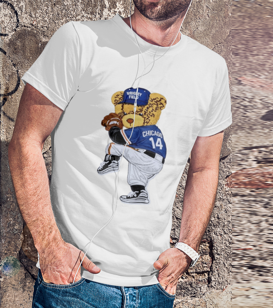 Wrigley Field Chicago Bear 14 Baseball Pitcher T-Shirt