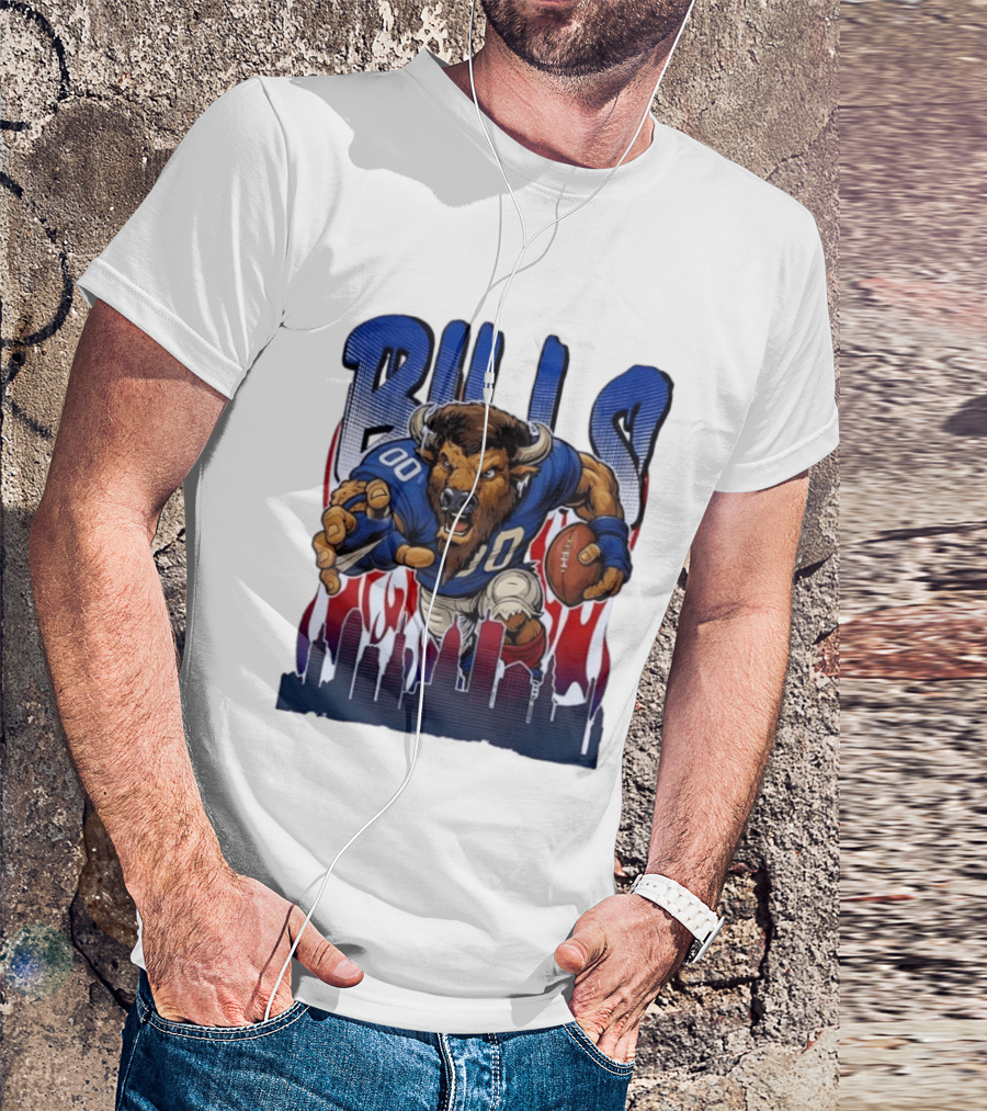 Buffalo Bills Football Running Buff City Skyline T-Shirt