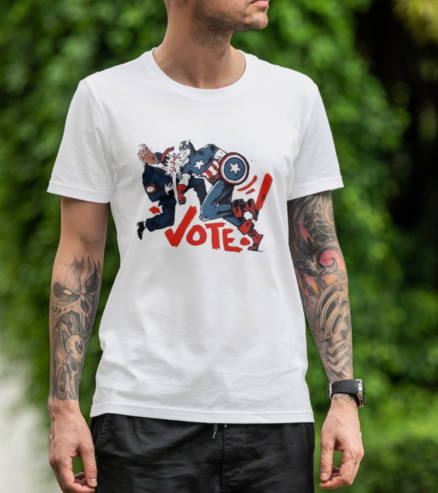 Captain America Punch Donald Trump Vote Comic T-Shirt