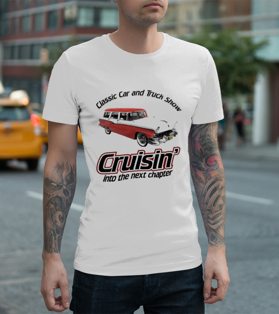 Classic Car And Truck Show Cruisin' Into The Next Chapter Vintage Red Station Wagon T-Shirt