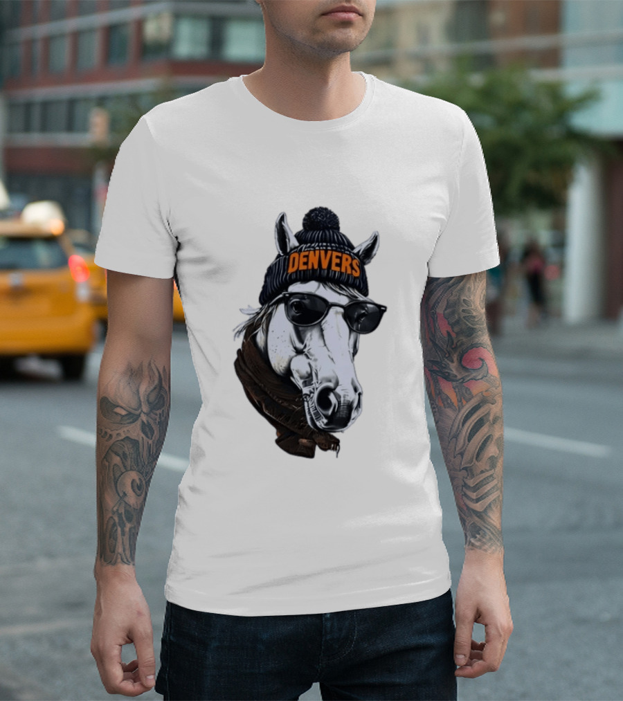 Denvers Horse With Hat Sunglasses And Scarf T-Shirt