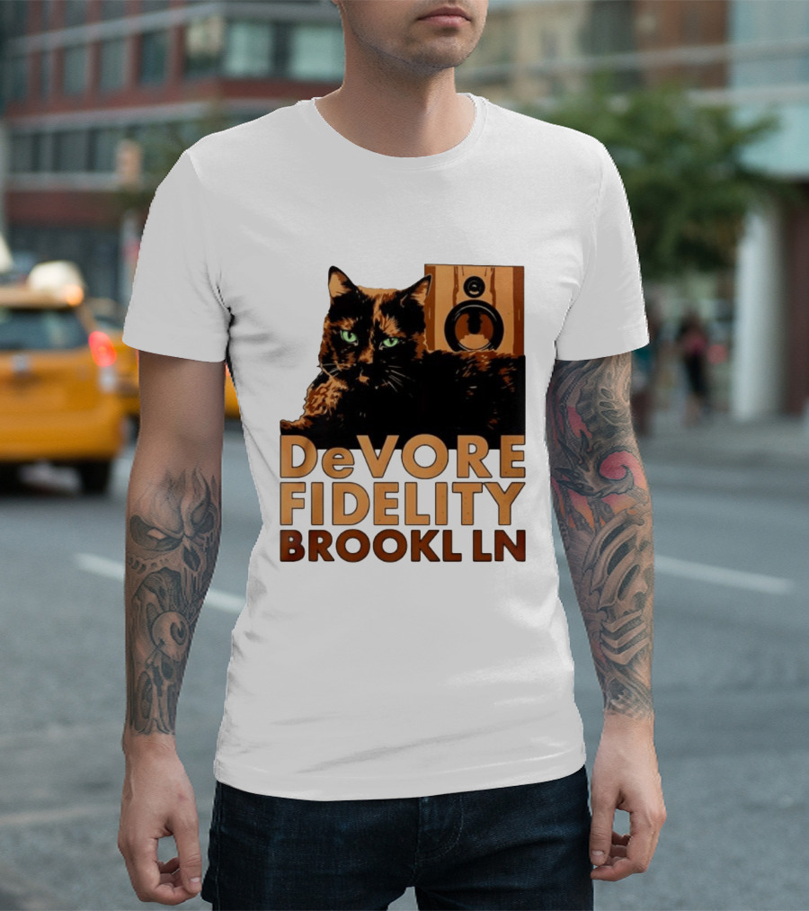 DeVore Fidelity Brooklyn Cat Speaker T-Shirt