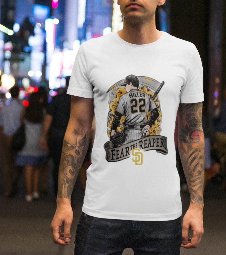 Mason Miller 22 Fear The Reaper San Diego Padres MLB T-Shirt