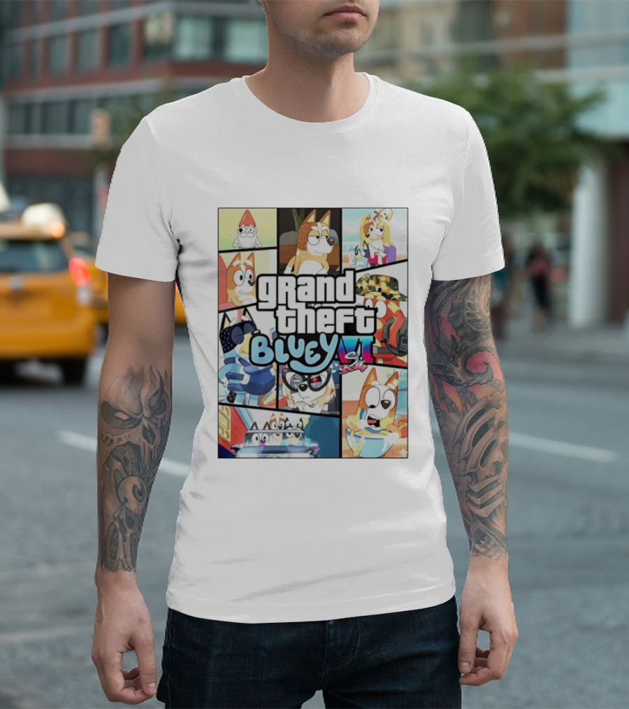 Grand Theft Bluey Funny Cartoon T-Shirt