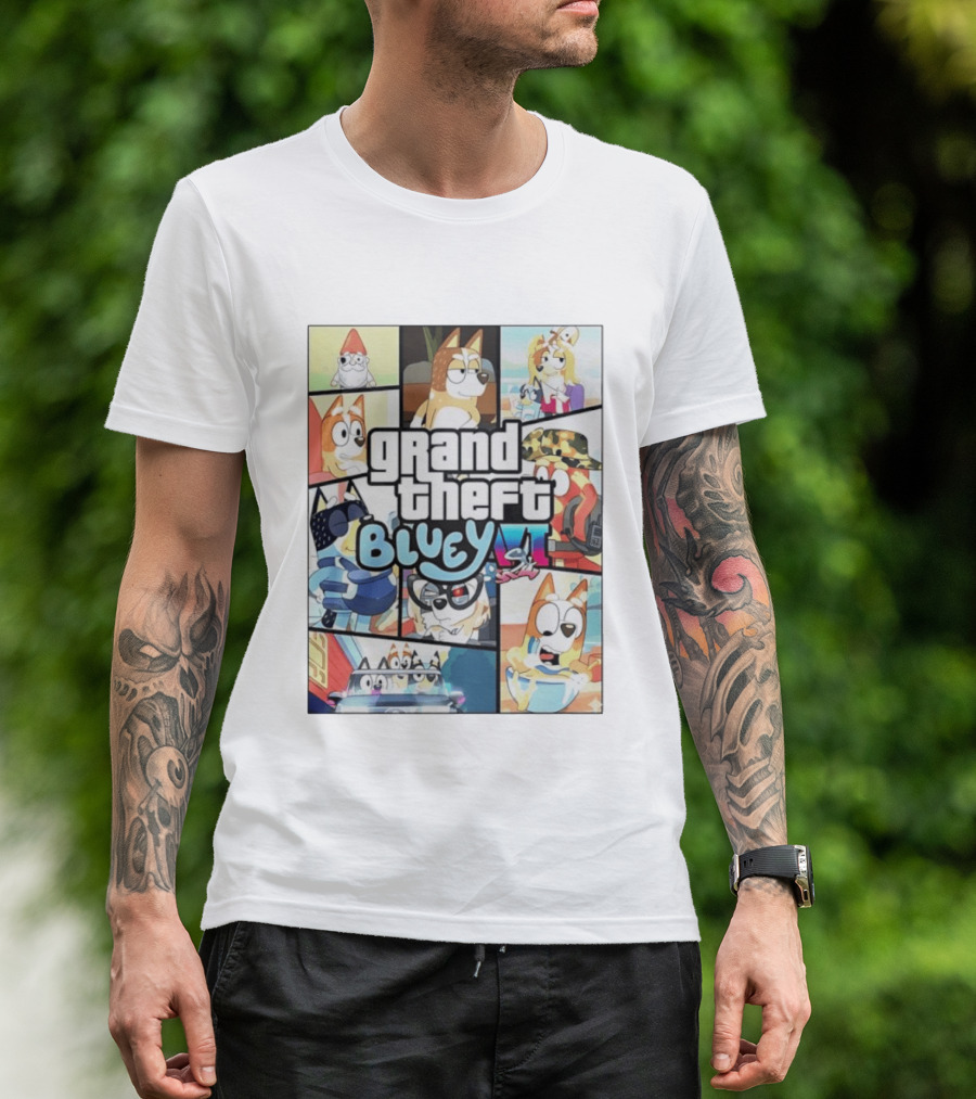 Grand Theft Bluey Funny Cartoon T-Shirt
