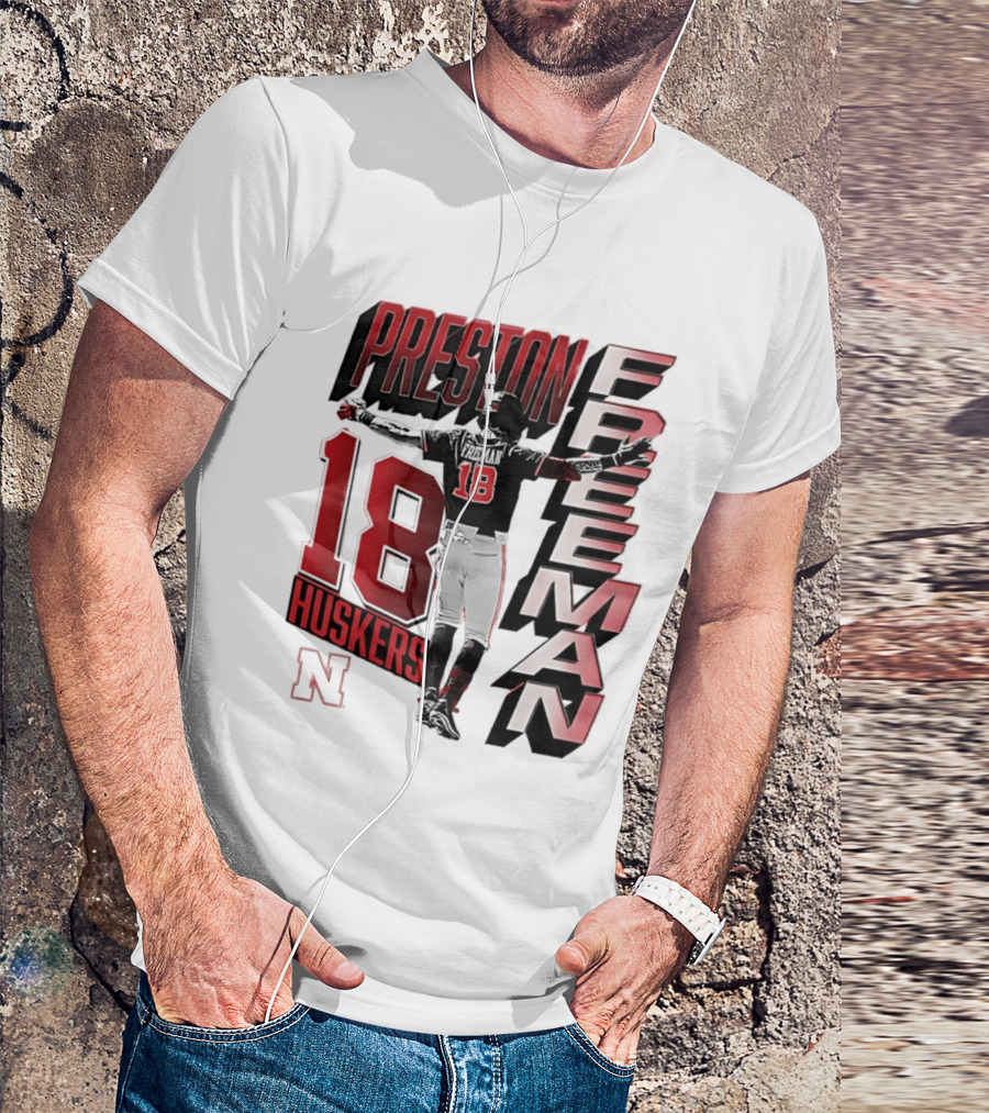 Preston Freeman 18 Huskers Nebraska Football Player T-Shirt