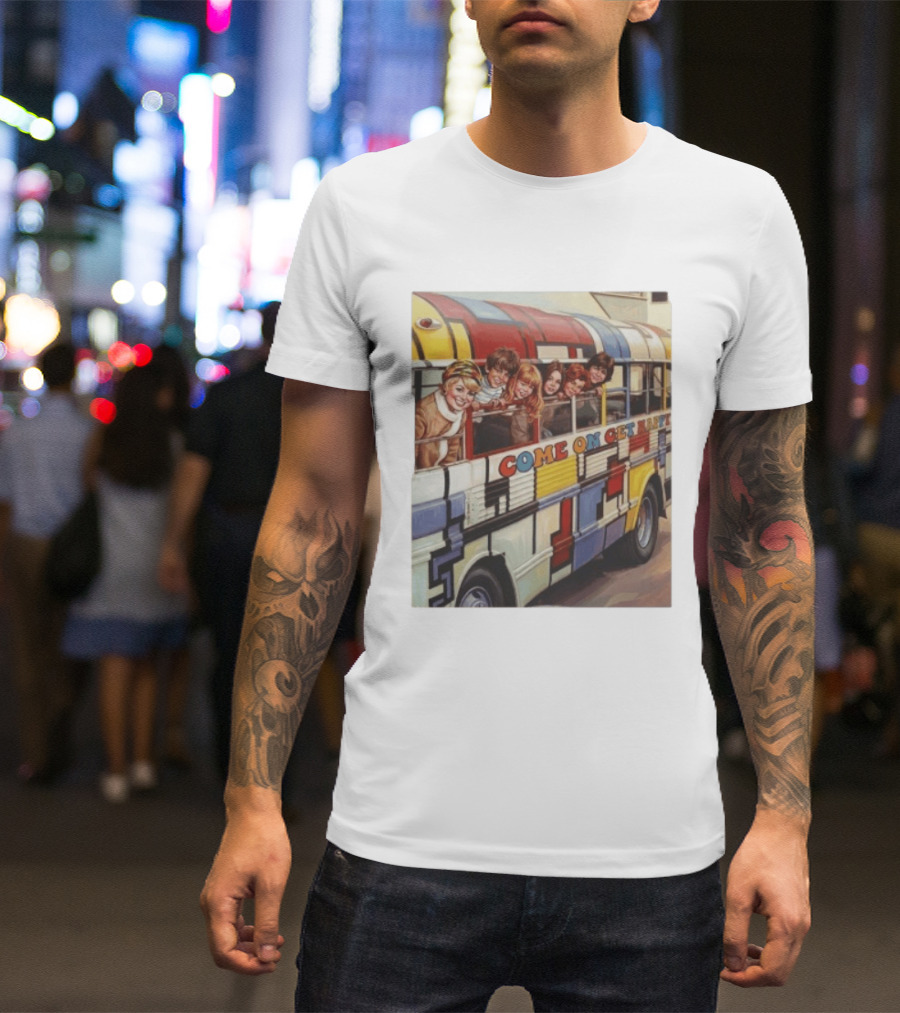 Psychedelic School Bus Come On Get Happy Retro Vibes T-Shirt