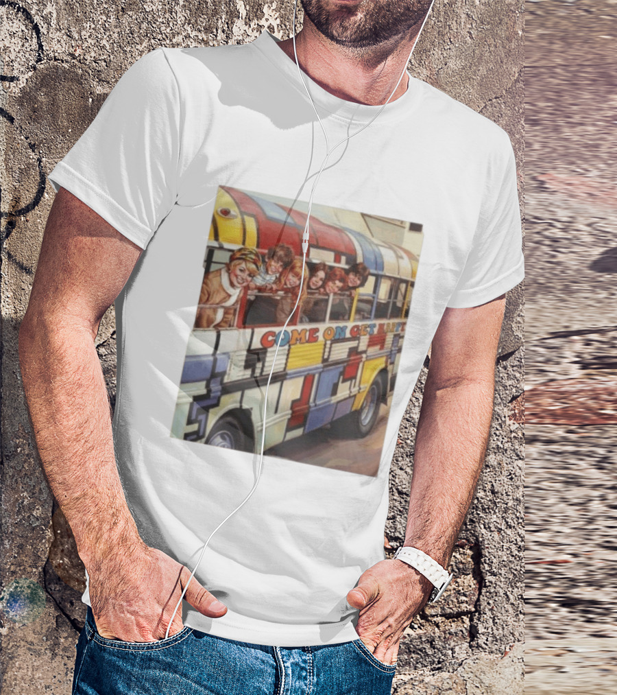 Psychedelic School Bus Come On Get Happy Retro Vibes T-Shirt