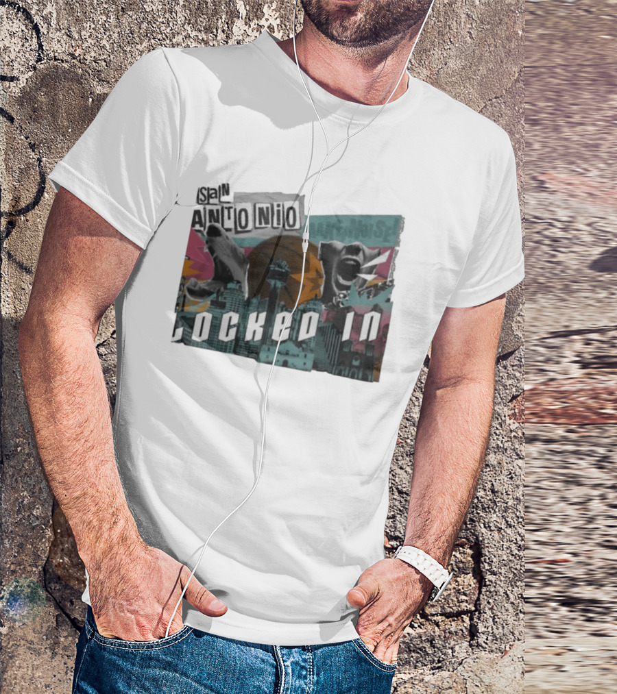 San Antonio Locked In Make Noise Basketball Skyline T-Shirt