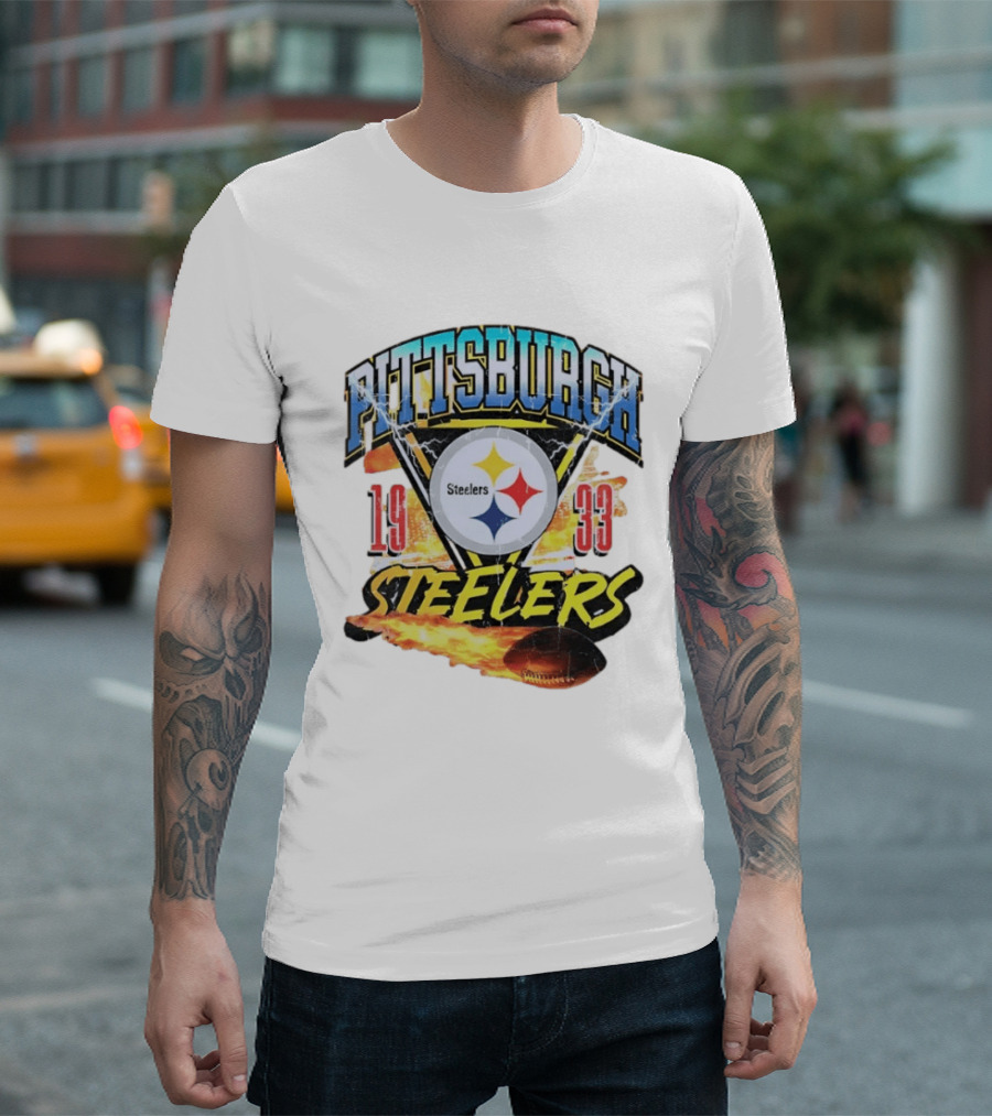 Pittsburgh Steelers 1933 Football Flame T-Shirt