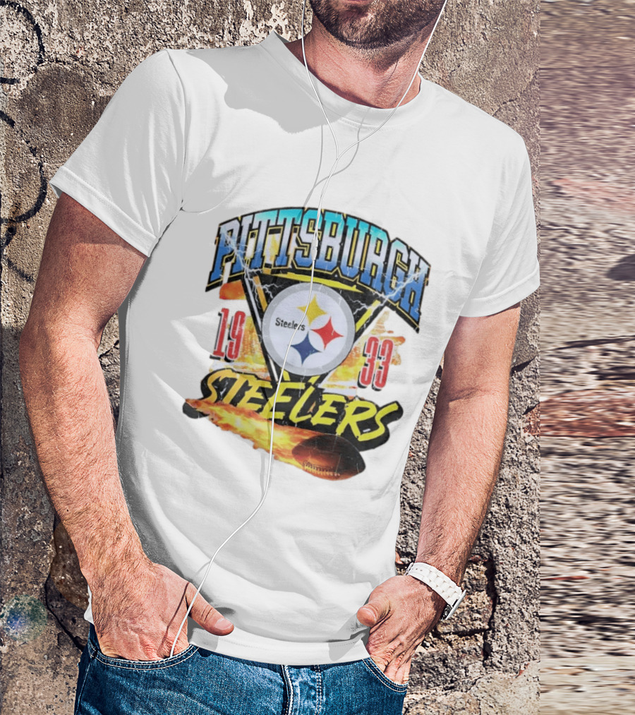 Pittsburgh Steelers 1933 Football Flame T-Shirt