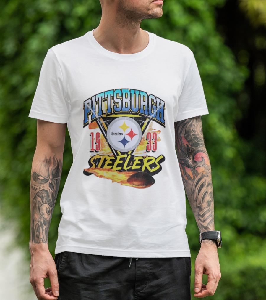 Pittsburgh Steelers 1933 Football Flame T-Shirt