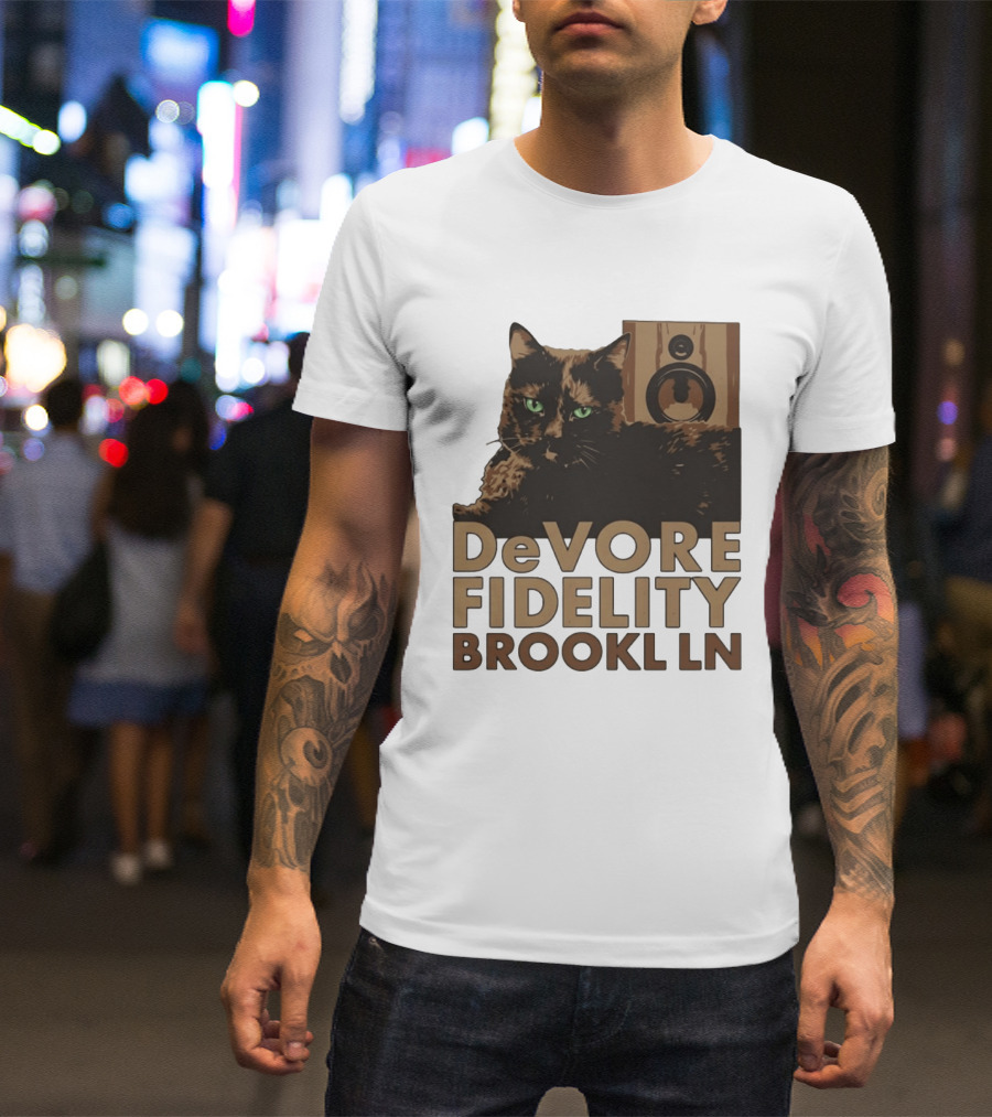 DeVore Fidelity Brooklyn LN Cat Speaker T-Shirt
