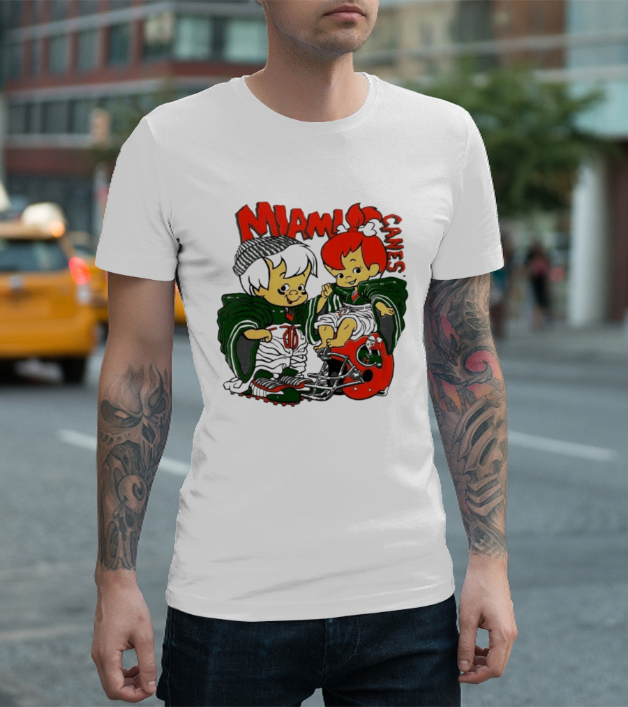 Miami Hurricanes MIAMI CANES Pebbles Bamm Bamm Flintstones NCAA T-Shirt