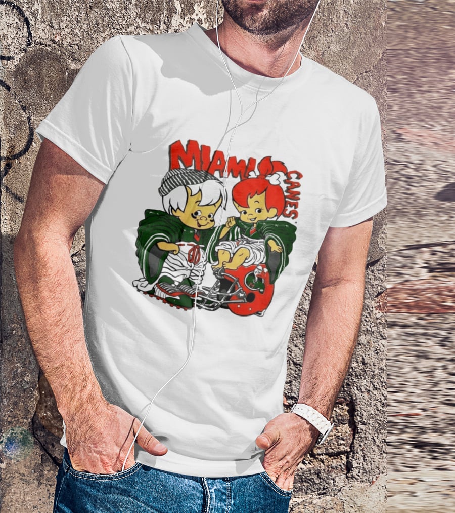 Miami Hurricanes MIAMI CANES Pebbles Bamm Bamm Flintstones NCAA T-Shirt
