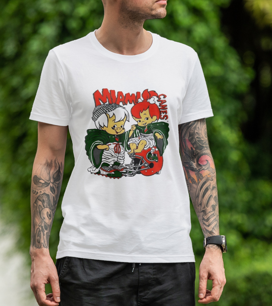 Miami Hurricanes MIAMI CANES Pebbles Bamm Bamm Flintstones NCAA T-Shirt