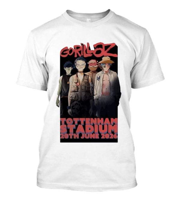 Gorillaz 2026 Tottenham Stadium London Concert 20th June T-Shirt
