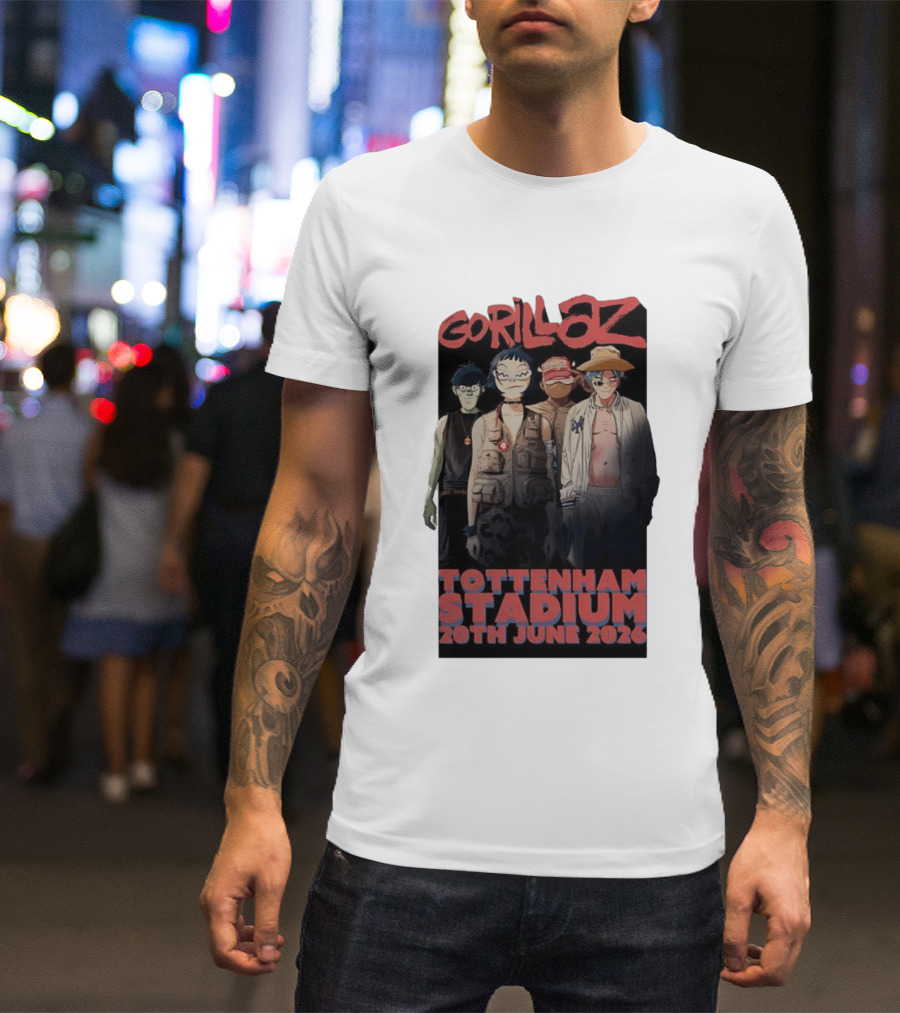 Gorillaz 2026 Tottenham Stadium London Concert 20th June T-Shirt