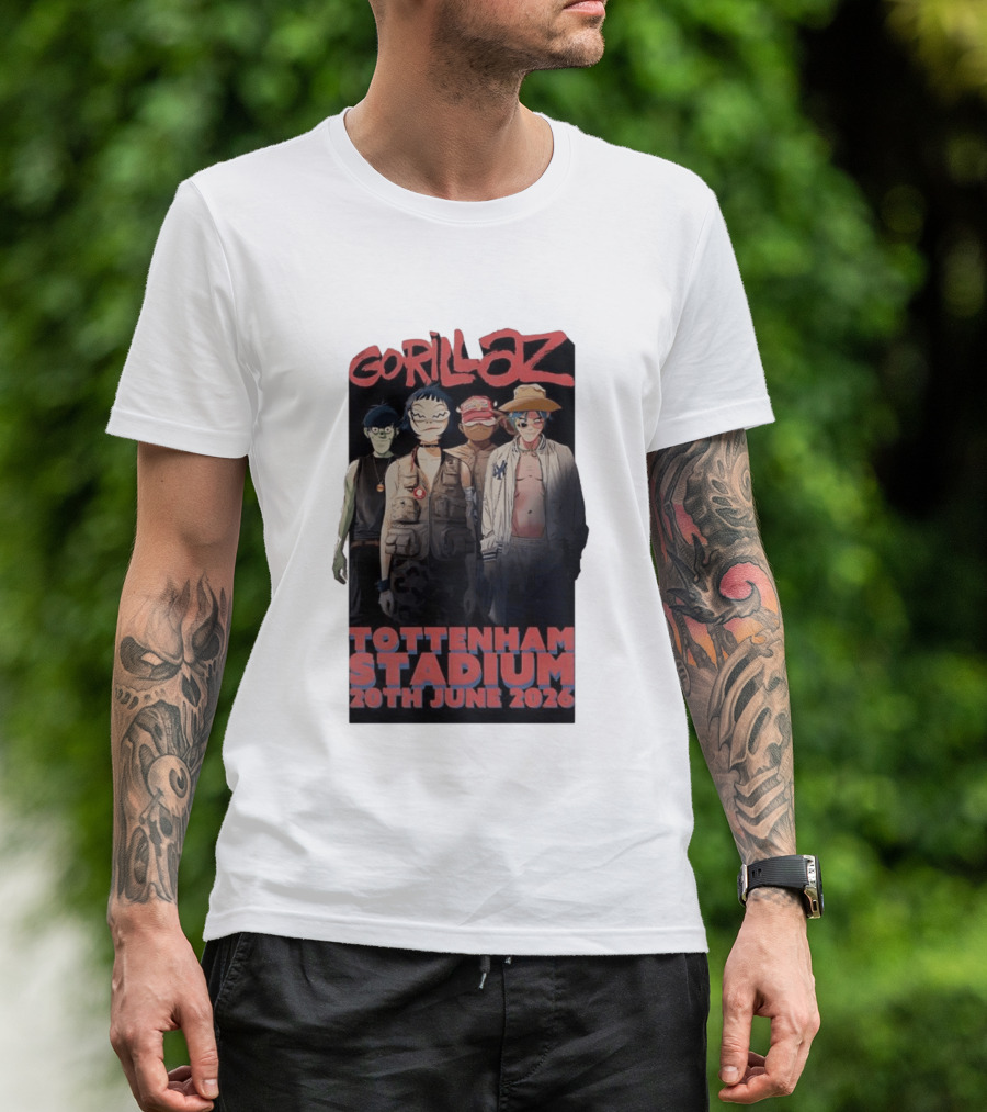 Gorillaz 2026 Tottenham Stadium London Concert 20th June T-Shirt